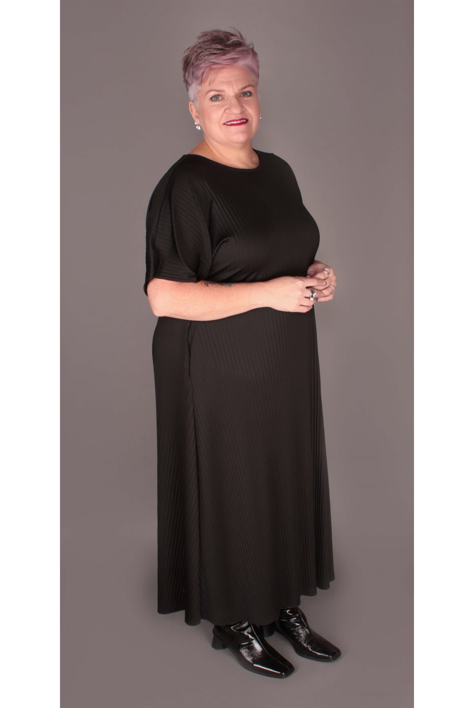 Robe Froissée Noire Mat